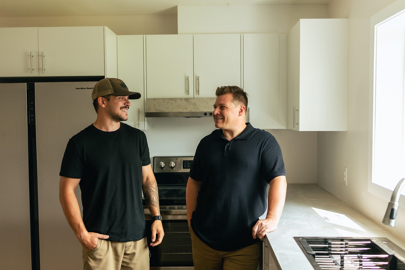 A finished kitchen in a completed unit