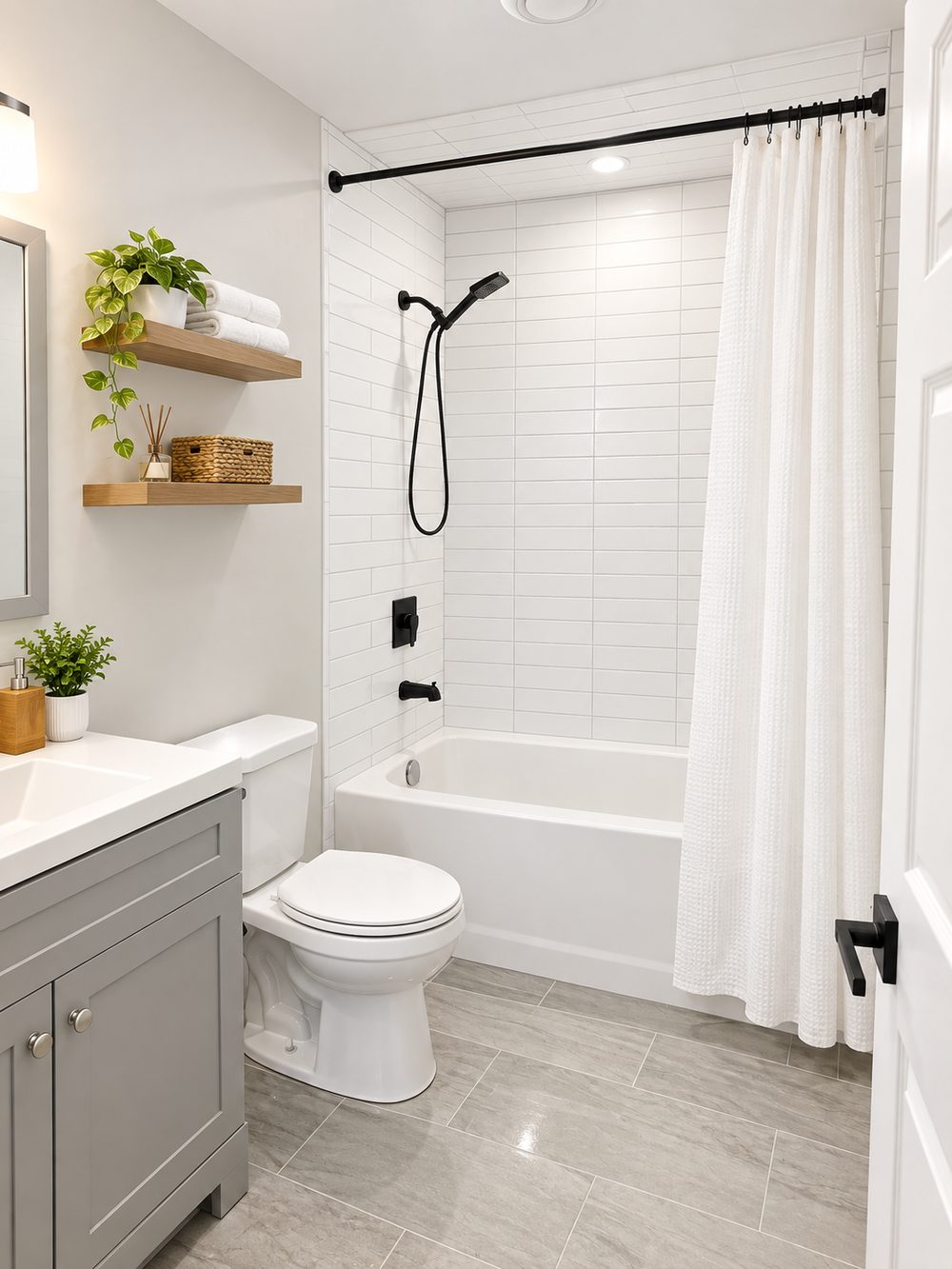 The bathroom in the completed unit