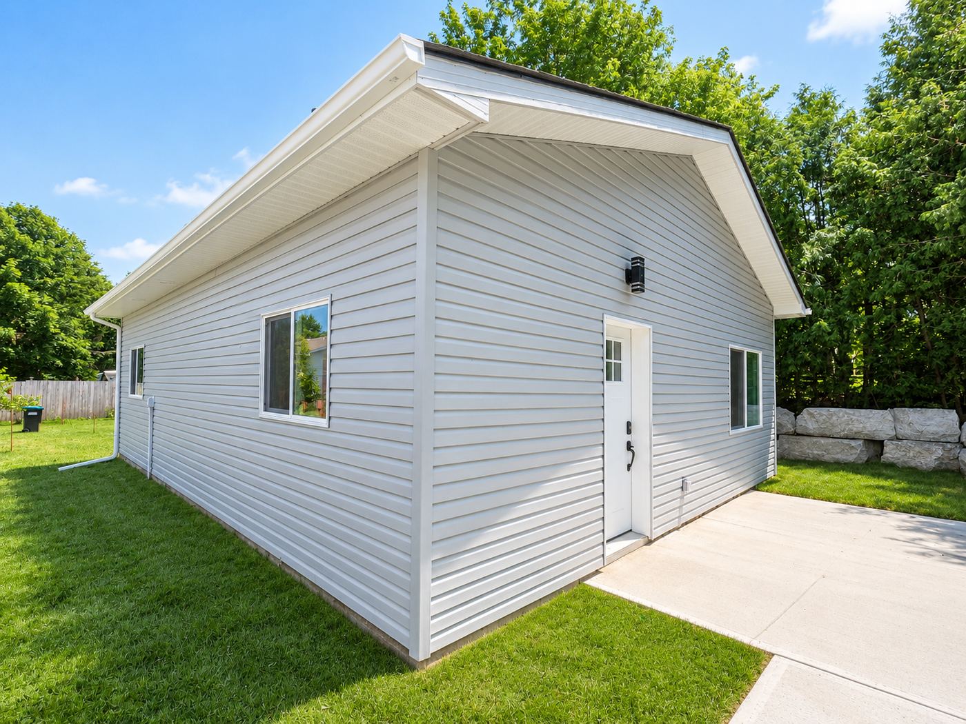 The completed detached accessory dwelling unit at the rear of the lot at Reid Crescent