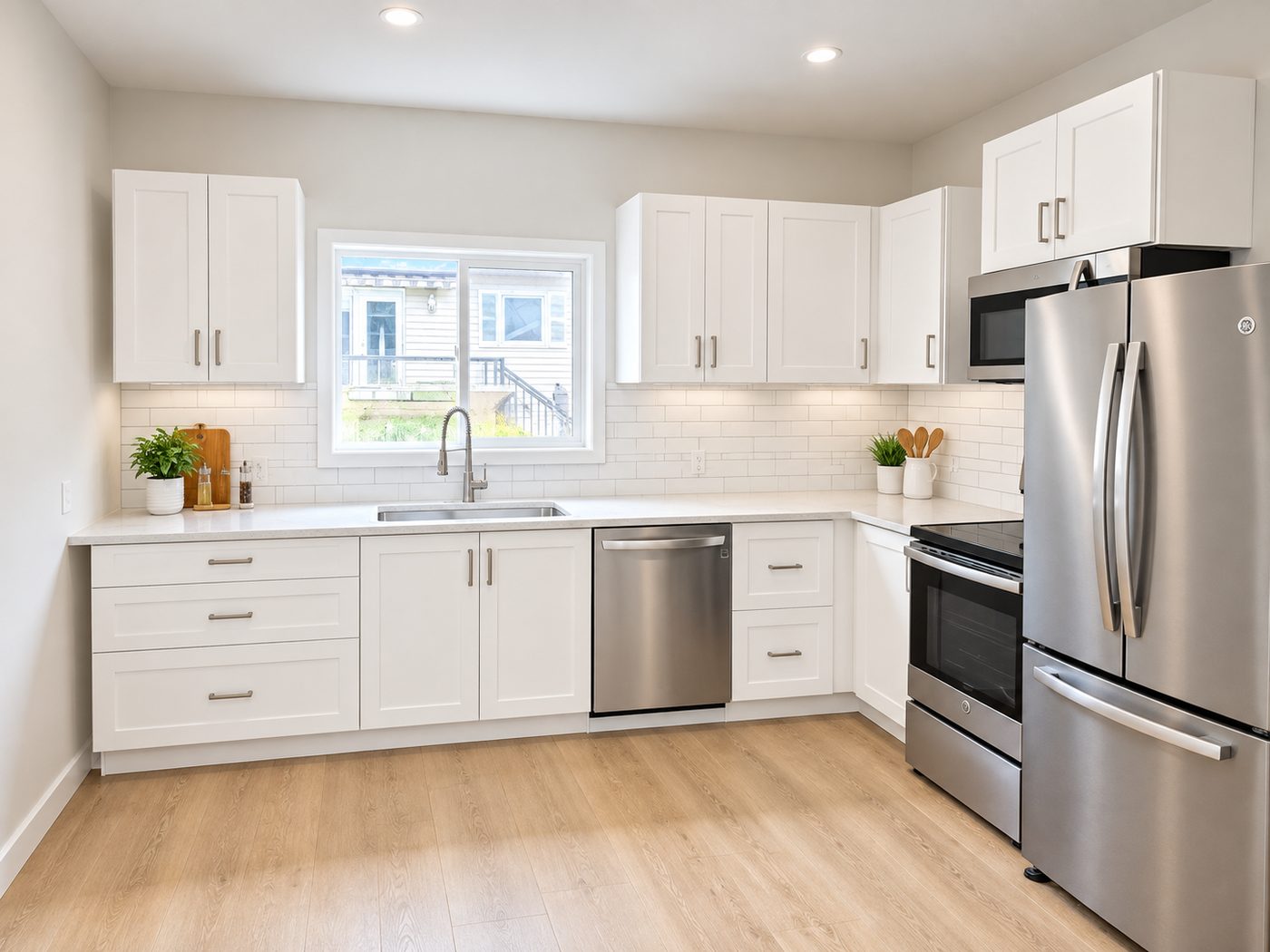 The kitchen in the completed accessory dwelling unit